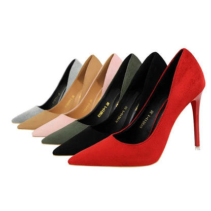 BIGTREE Shoes Classic High Heels Woman Pumps Sexy Office Shoes Stiletto Heels Fashion Large Size Women Heels Pumps Grey Green