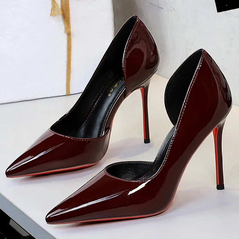 BIGTREE Shoes Women's Pumps And Heels Patent Leather Women Heels Luxury Sexy Party Shoes Stiletto Heels 10 Cm Ladies Shoes New
