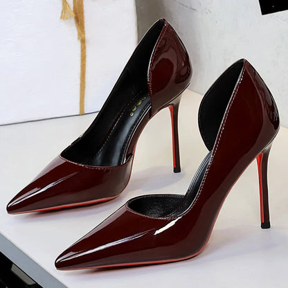 BIGTREE Shoes Women's Pumps And Heels Patent Leather Women Heels Luxury Sexy Party Shoes Stiletto Heels 10 Cm Ladies Shoes New