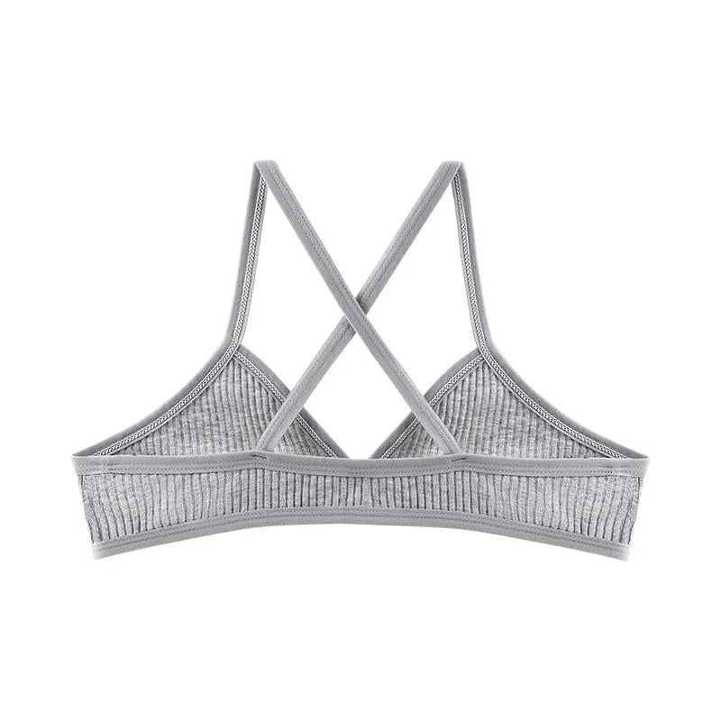 Comfort Lingerie Cotton Bras For Women Thin Style Unlined Bralette Sexy Deep V Triangle Cup Cross Beauty Back Bra бюстгальтер