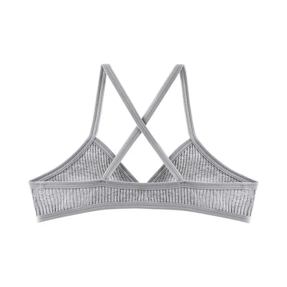Comfort Lingerie Cotton Bras For Women Thin Style Unlined Bralette Sexy Deep V Triangle Cup Cross Beauty Back Bra бюстгальтер
