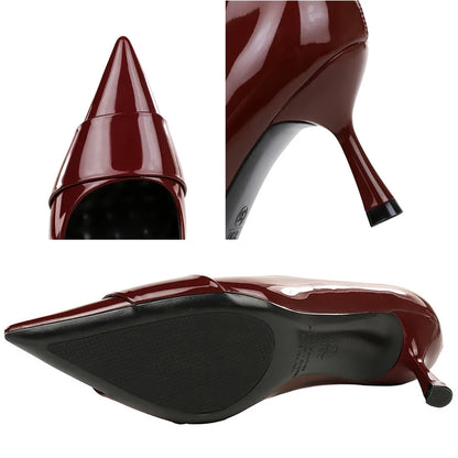 BIGTREE Shoes Patent Leather Women Pumps Fashion High Heels Women Shoes Pointed Tip Ladies Kitten Heels 6.5 Cm Sexy Party Shoes