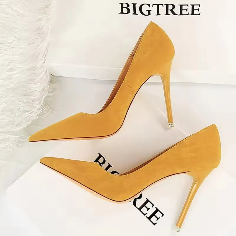 BIGTREE Shoes Suede Women Pumps 2026 New High Heels Fashion Sexy Party Shoes Stiletto Ladies Shoes Women Heels Plus Size 42 43