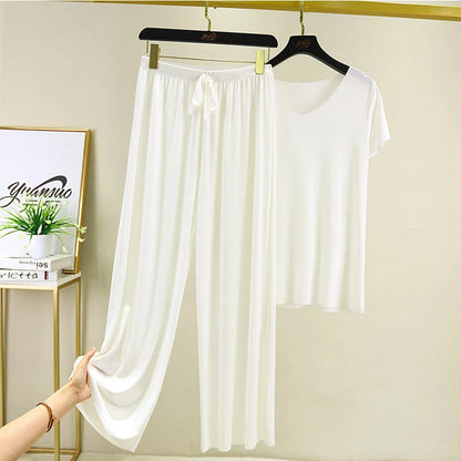 two piece set women top and pants Summer 2 piece sets womens outfits vacation 2026 new collection wide leg pants elegant casual