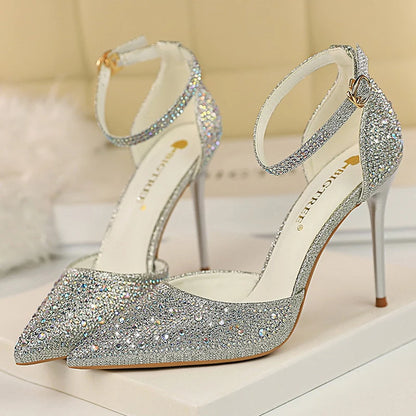 BIGTREE Shoes Rhinestone Woman Pumps Fashion Wedding Shoes Women Basic Pump Stiletto Heels 10cm 7cm Heeled Shoes High Heels
