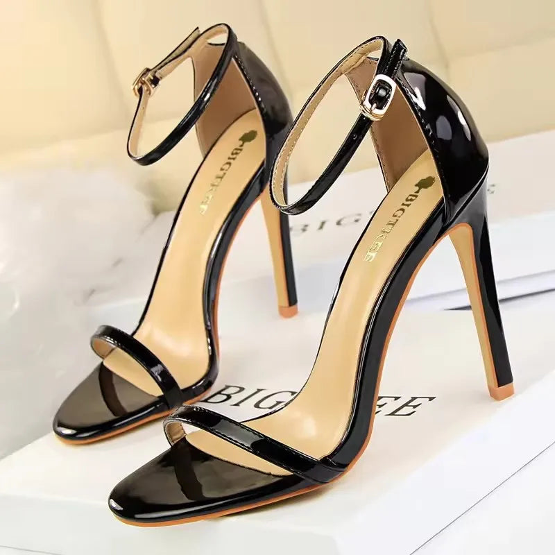 BIGTREE Shoes Women 8 Cm 11 Cm Heels Sandals Summer Women Sandals Fashion Kitten Heels Stilettos Patent Leather High Heels 2026