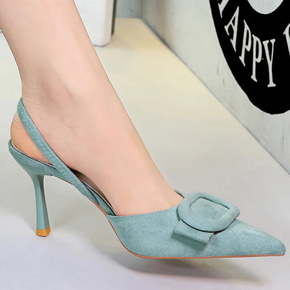 BIGTREE Shoes Belt Buckle Decoration Women Pumps Fashion High Heels Suede Stiletto 8 cm Heels Women's Sandals Summer Shoes 2026