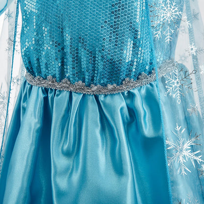 Children Anna Elsa Dress Girls Princess Cosplay Costume Kids Snow Queen Sequined Elegant Dress Girl Christmas Carnival Clothes