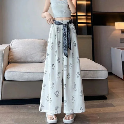 Women's Retro Comfortable Pants Printed Thin Office Lady Fashion New Arrival Trendy Breathable
