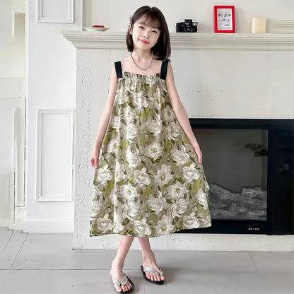 Kids' Loose Beach Dress Princess Girls Girl Women's Summer Dresses Farm Casual Elementary School Student Woman Clothes Party
