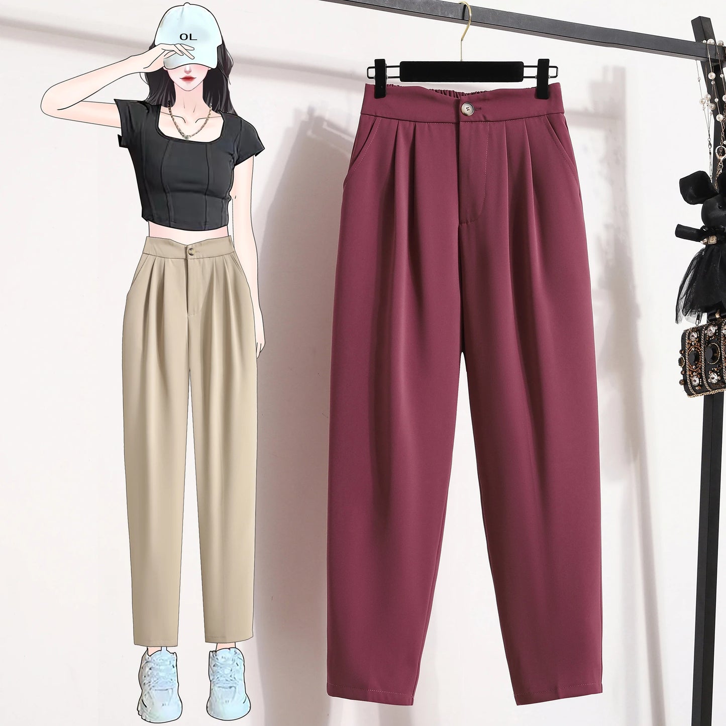 High Quality Korean Style Straight Trousers Plus Size Pants Woman Autumn Winter 2026 New Arrival High Waist Suit Pants