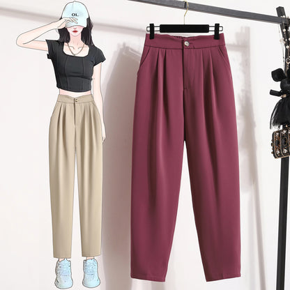 High Quality Korean Style Straight Trousers Plus Size Pants Woman Autumn Winter 2026 New Arrival High Waist Suit Pants