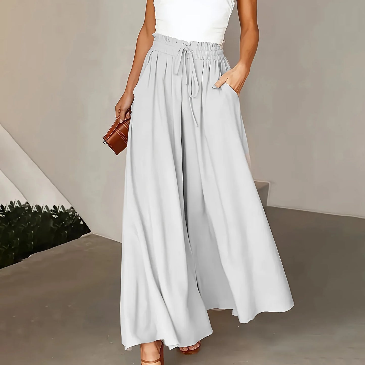 New Style Skirt Waist-length Culottes Women's Summer Long Draped with Large Hem Pants