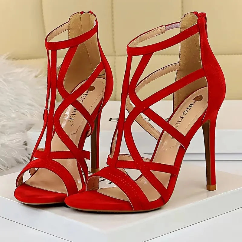 BIGTREE Shoes Roman Style High Heels Woman Pumps Stiletto Heels 11 Cm Women Heels Sexy Party Shoes Hollow Out Women Sandals 2026