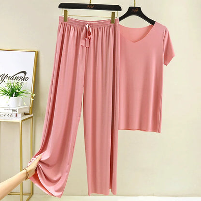 two piece set women top and pants Summer 2 piece sets womens outfits vacation 2026 new collection wide leg pants elegant casual