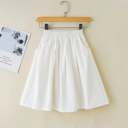 Preppy Style Over The Knee Pleated Skirt for Tween Girls Knee Length Schoolgirl Skirt Spring Autumn Seasonal Casual Wear