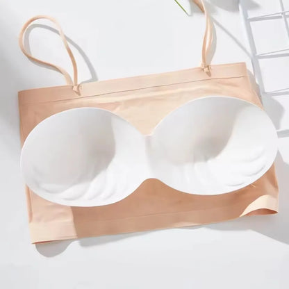Seamless Tube Top Camisole Bra for Women, Padded Wireless Crop Top Underwear with Beauty Back, Comfortable & Soft
