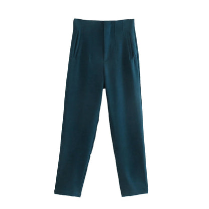 Hot Sale Women Summer Thin Casual Cropped Pants Stretchy Temperament Pleated Slimming Capris Ankle Length High Waisted Trousers