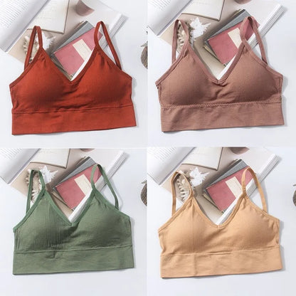 Kit 4 Women Seamless Bra Set, Sexy Beautiful Back Cotton Bra Comfortable Breathable Padded Bra Underwear