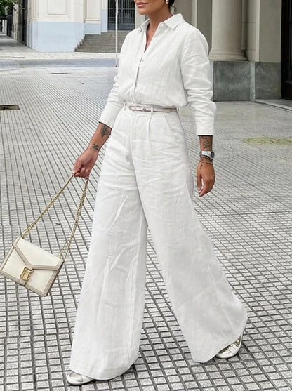 Bonboho Women's Cotton Linen High Waist Wide Leg Pants with Pockets 2026 Summer Minimalist Solid Color Casual Office Trousers