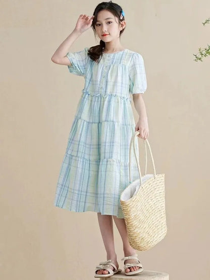 Lightweight Cotton Fabric Girls Party Dresses 2025 Kids Clothes 10 12 Years Dress Vintage Luxury Girl Pink Sets for Children Old