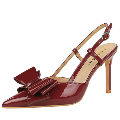 Large size 43 Bowknot Women Pumps Patent Leather High Heels Sexy Party Shoes Stiletto 9 cm Heels Summer Heeled Sandals Women