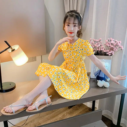 Doll-collar Dress Summer Suit for Girl Kids Clothes Children Dresses Girls Little Junior Girls' Clothing Princess Girls' Elegant