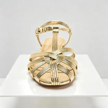 Classic Style Soft Leather Pu Woven Flat Sandals Women 2026 Luxury Designer Gladiator Sandals Summer Comfortable Women's Shoes