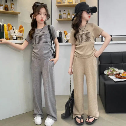 2025 New Children's Clothing 7 12 Years Kids Set 8 Year Old Girls Clothes Up Summer Suit Girl Outdoor Junior Top Bottom 9 10 14