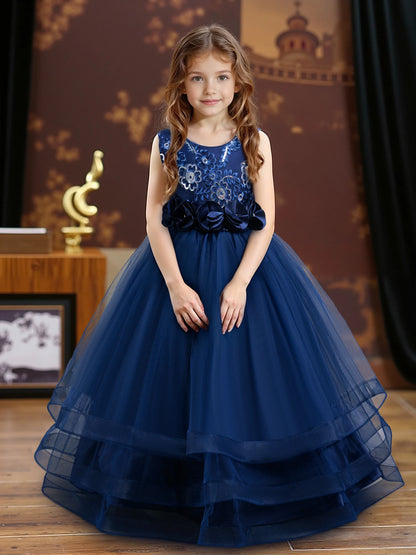 Hetiso Elegant Teenage Girls Evening Party Formal Prom Gown Kids Sleeveless Birthday Wedding Princess Dress for Girls 3-12 Years