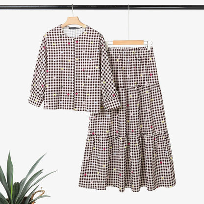 2026 ZANZEA Fashion Muslim Suit Outfits Autumn 2 Piece Sets Spring Long Sleeve Shirt Dress Skirts Women Printed Matching Sets