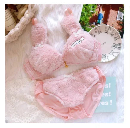 Girls lolita plush bra underwear my melody bralette push up brassiere  wirefree warm kawaii bra underpants seamless lingerie