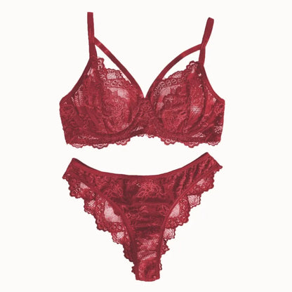 Women's Lingerie & Underwear， Eyelash Sxy Fancy Lace Strapping Underwire Bra &  Brazilian Panties ， Sexy Style