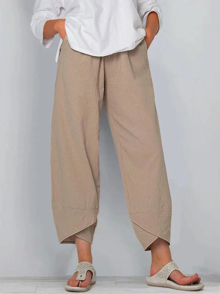 Vintage Cotton and Linen Loose Harem Pants Casual High Waist Wide Leg Trousers Women Harajuku Printed Baggy Pants Oversized