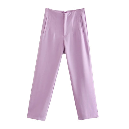 Hot Sale Women Summer Thin Casual Cropped Pants Stretchy Temperament Pleated Slimming Capris Ankle Length High Waisted Trousers