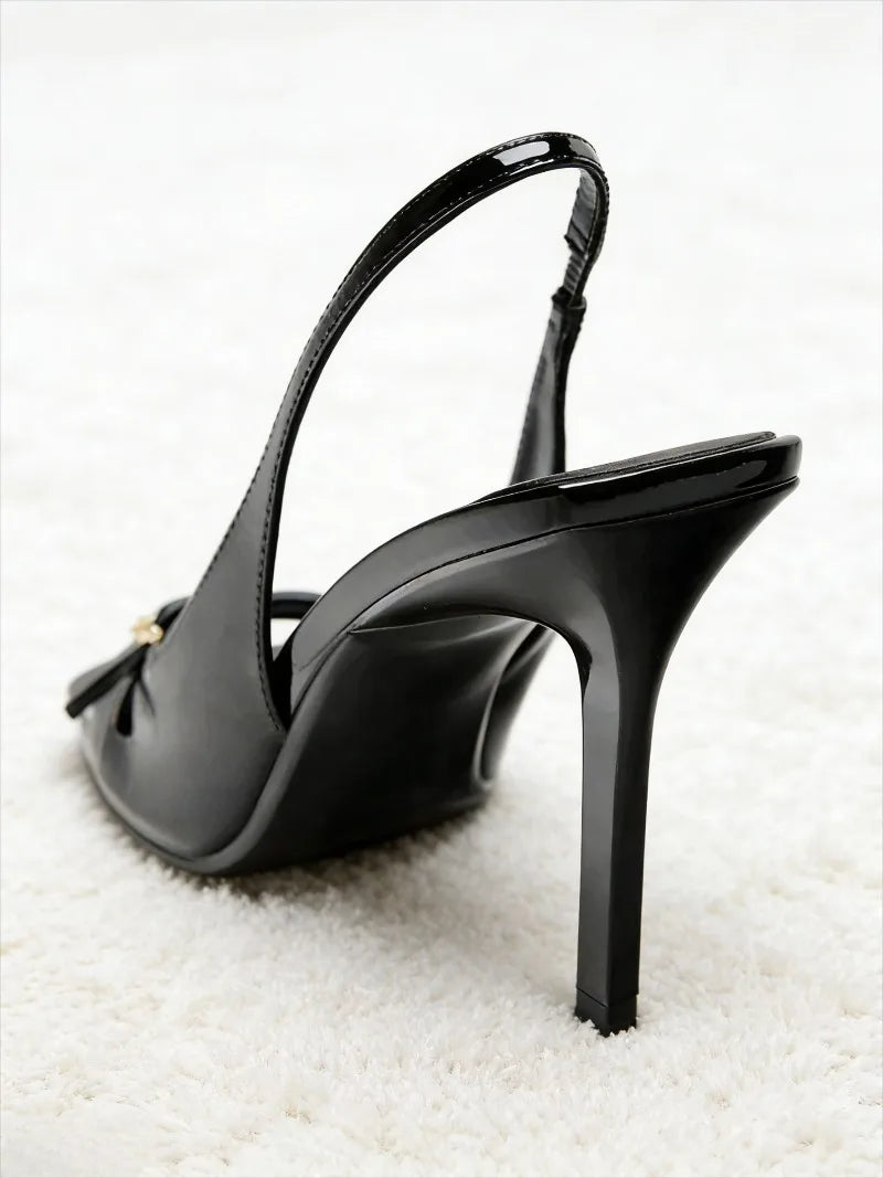 Metal Buckle Belt Peep Toe Heeled Sandals Women Sexy Patent Leather Back Strap Thin High Heels Elegant Dress Gladiator Sandalias