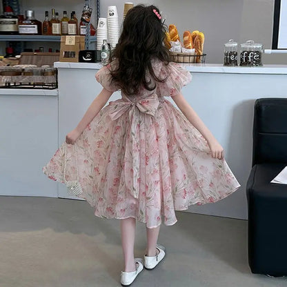 Bubble Sleeve Princess Dress Summer Girl Party Teenagers Girls Clothes Teenage Frocks From 10 12 Years Fashion Festive Luxury 9