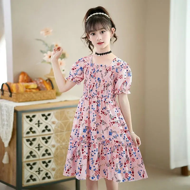 Floral Print Dress for Children Summer Girl Princess 4 Years Clothes Kids Girls 8 10 Girl's 12 Child Dresses From 14 Old Kids' 7