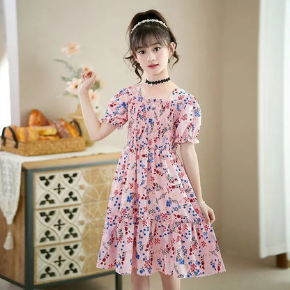 Floral Print Dress for Children Summer Girl Princess 4 Years Clothes Kids Girls 8 10 Girl's 12 Child Dresses From 14 Old Kids' 7
