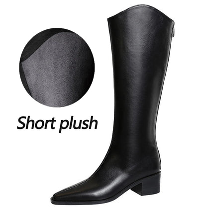 BIGTREE Shoe Women Knee-high Boots Retro Knight Boots Women Shoes Rear Zipper High Boots Thick Heel Autumn Winter Boots Mid Heel