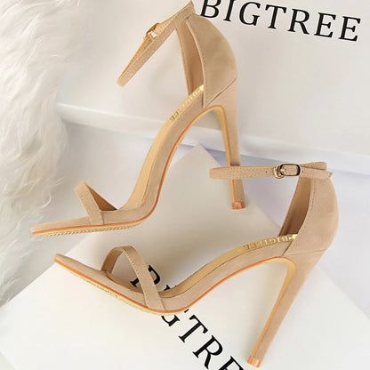 BIGTREE Shoes Women 11cm High Heeled Sandals Ladies Shoes Summer Stilettos Women Sandals Suede Woman Pumps High Heels 2026 New