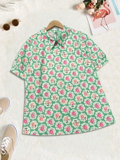 Women's Retro Ethnic Floral Art Print Casual Shirt