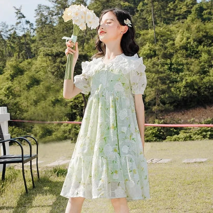 Princess Dress Little Girl Floral Dress 3-year-old Clothes Girls Casual Dresses 11 12 Years Cotton Linen From 10 Fashion Costume