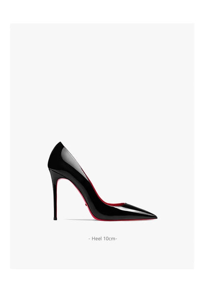 HLTINO Women Sexy Red Bottom Heels Spring Summer Single Shoes Bright Patent Leather Casual Style Stilettos