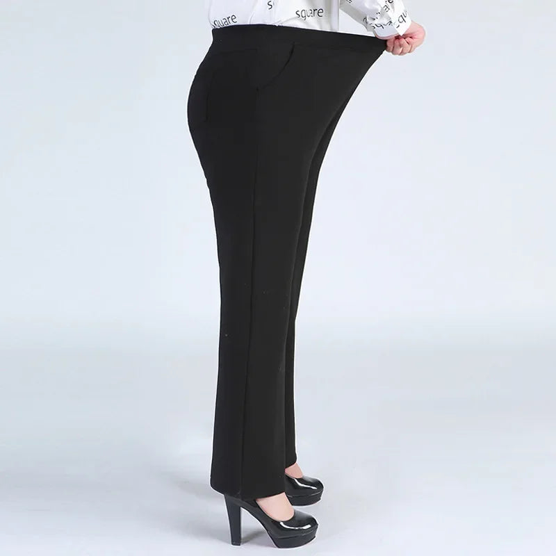 Winter Formal Pants Elegant Women Warm Fleece Plus Size 9XL 6XL 5XL Girls High Waisted Straight Trousers Office Business Clothes