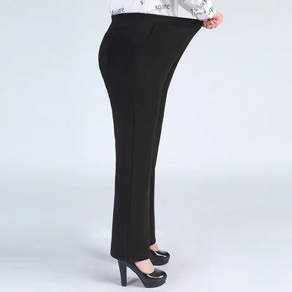 Winter Formal Pants Elegant Women Warm Fleece Plus Size 9XL 6XL 5XL Girls High Waisted Straight Trousers Office Business Clothes