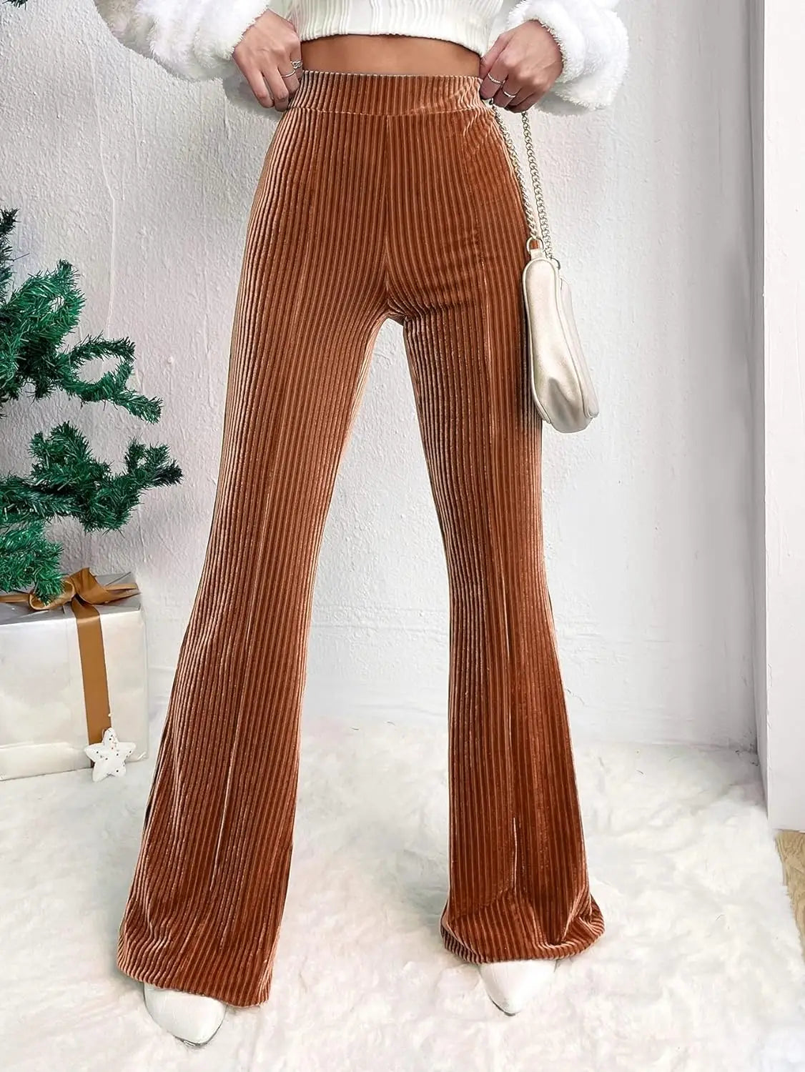 Women Wide leg Pants High Waist Pant Full Length Trousers Straight Pants Solid Streetwear Velvet Pant