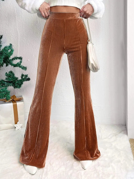 Women Wide leg Pants High Waist Pant Full Length Trousers Straight Pants Solid Streetwear Velvet Pant
