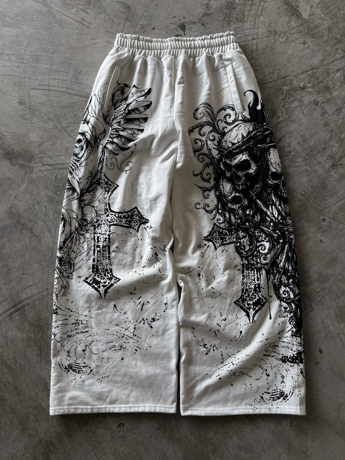 Gothic Skull Fashion Striped Sweatpants Men Women Loose Trend Pants Casual Comfortable Durable Training Outdoor Running Pants