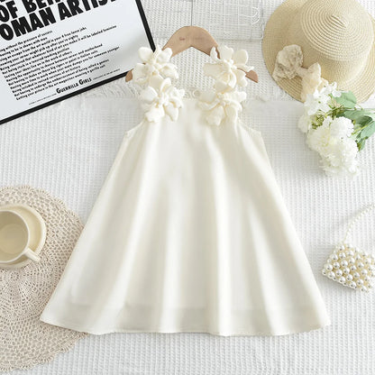 Bear Leader 2-7 Years 3D Flower Birthday Wedding Princess Dress Korean Version Sling Party Clothes Summer Girls Casual Outwear